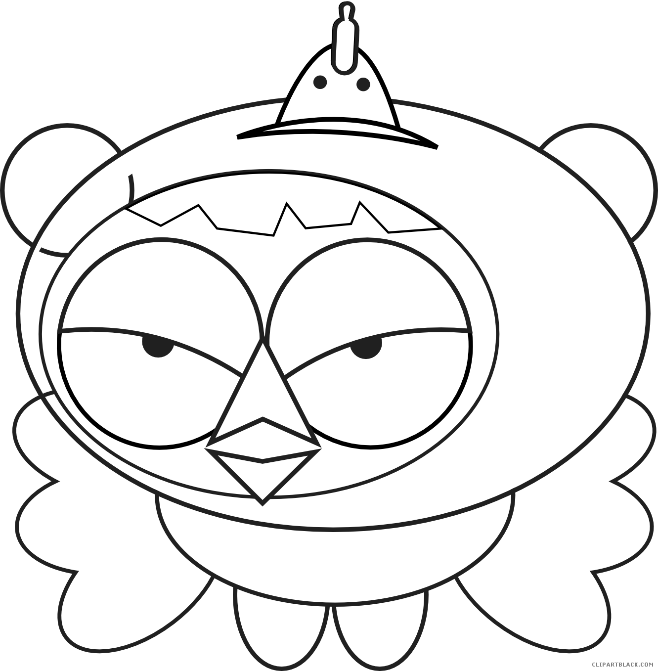 Cartoon Chicken Animal Free Black White Clipart Images - Line Art (1331x1357)