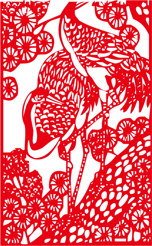 Crane Papercutting Chinese Paper Cutting Motif Chinese - Crane Papercutting Chinese Paper Cutting Motif Chinese (558x841)