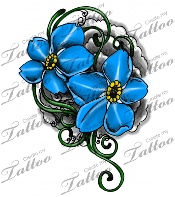 Marketplace Tattoo Forget Me Not Flowers And Vines - Forget Me Not Flower Tattoos Drawings (400x400)