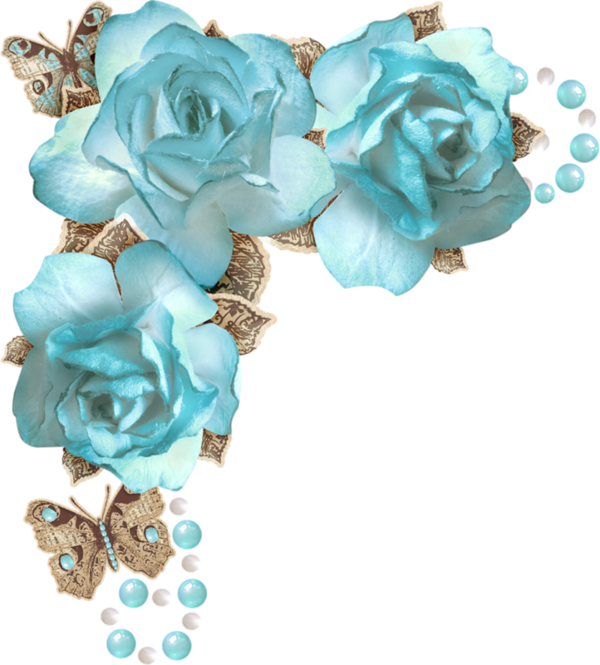 Forgetmenot - Scrap - Corners - Flower Clipartflower - Blue Rose Corner Png (600x665)