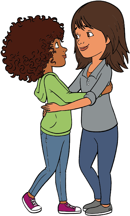 Tip And Oh Hugging Tip And Her Mother Lucy - Cartoon (437x723)