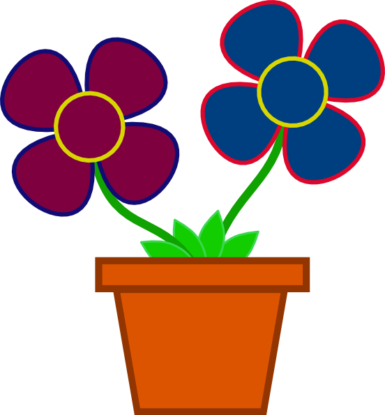 Flower Clip Art - Flower In A Pot Cartoon (552x595)