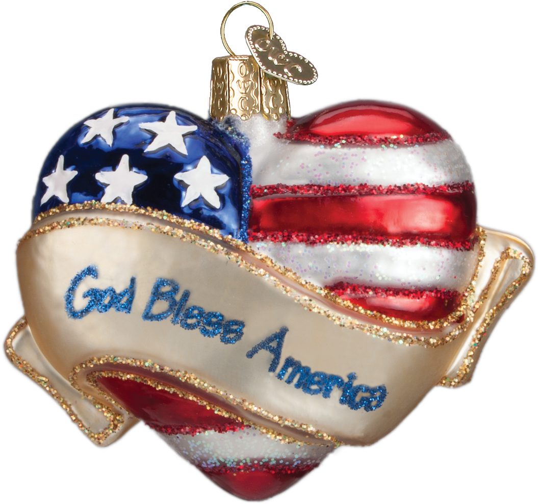 Happy President's Day - Old World Christmas God Bless America Heart Ornament (1200x1200)