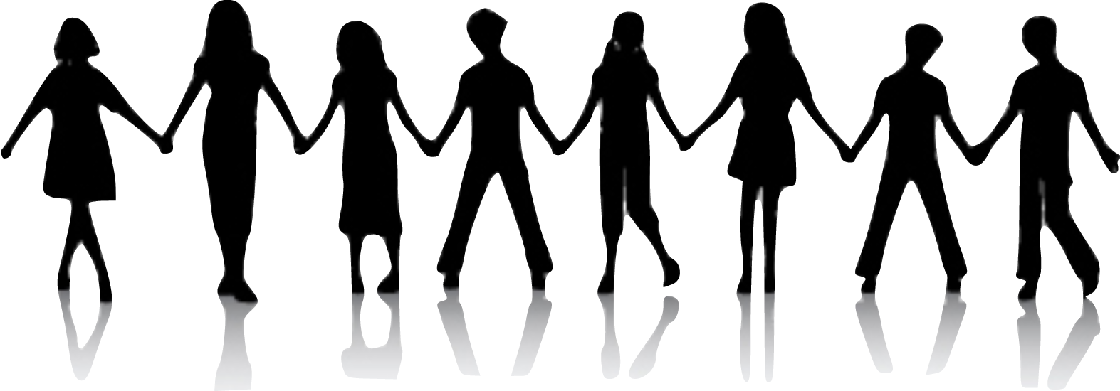 Friend Clipart Transparent Background - People Hold Hands Silhouette (1573x550)
