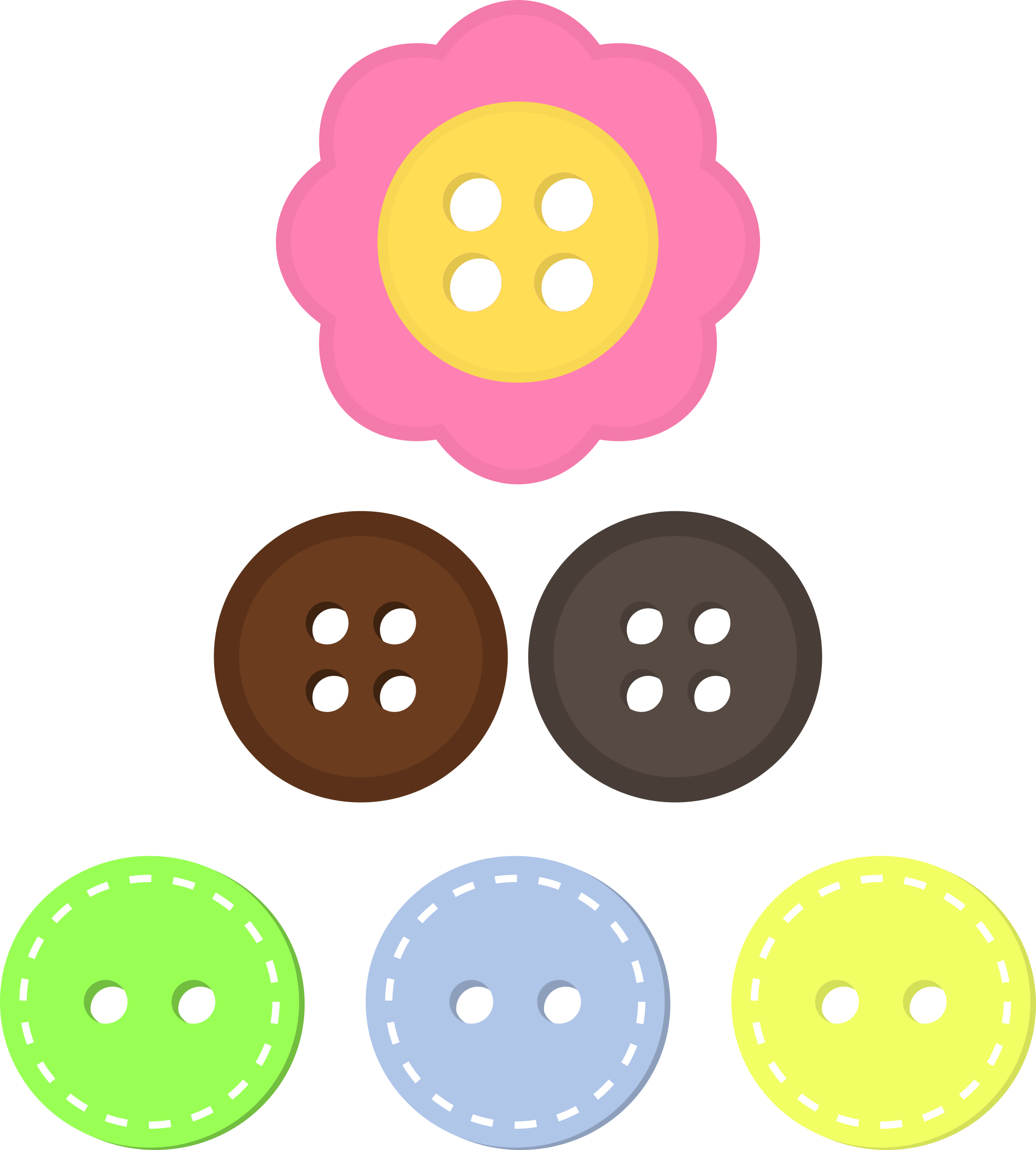 Button Clipart Clothes Button - Colorful Buttons Clip Art (2163x2400)