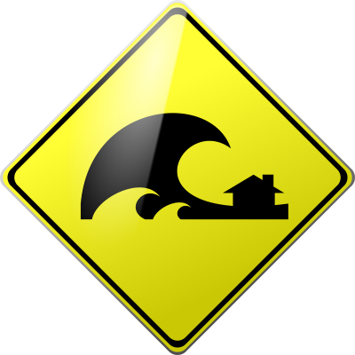 Tsunami - Clipart - Road Sign With Car (400x400)
