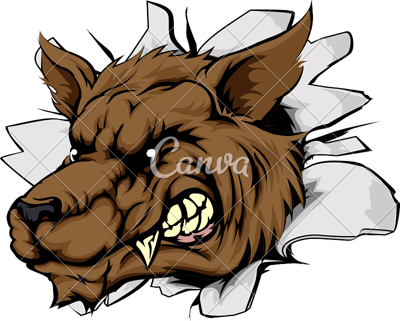 Wolf Sports Mascot Breakthrough Illustration - Mean Animal Drawings (800x642)