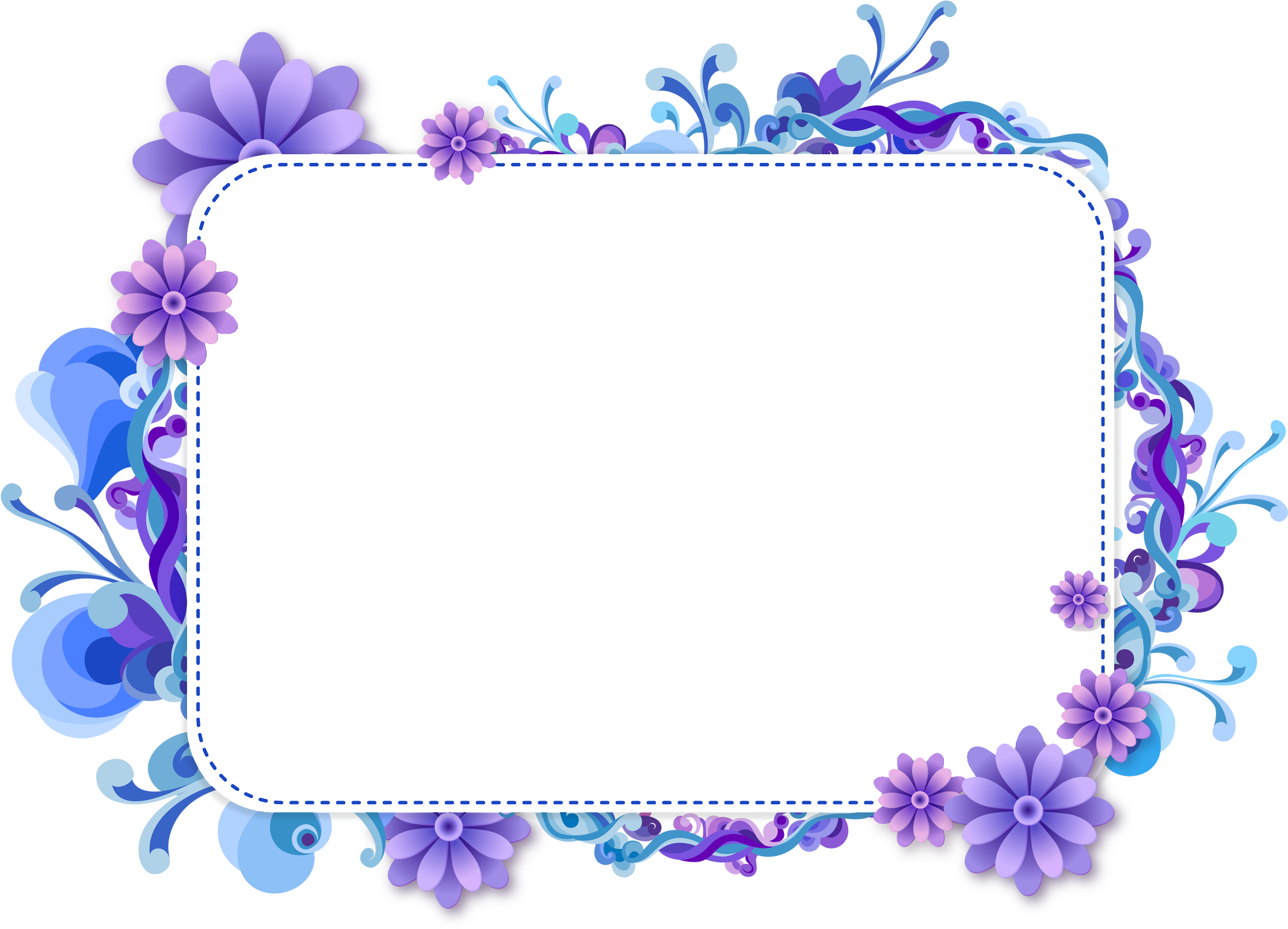 Blue Flower Clipart Top Border - Blue Flower Border Design.