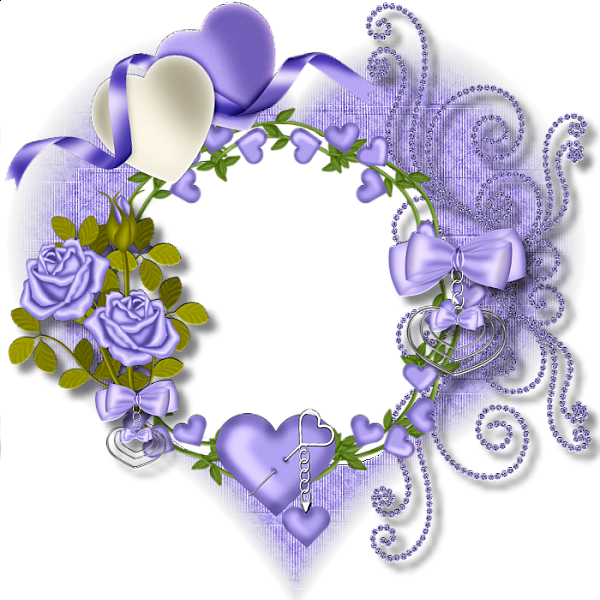 Purple Flower Clipart Round Flower Frame - Heart Flower Transparent (600x600)