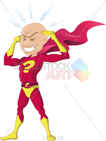 Stock Illustration Of Super Thinker Superhero With - Super Hero Reading Mind (340x454)