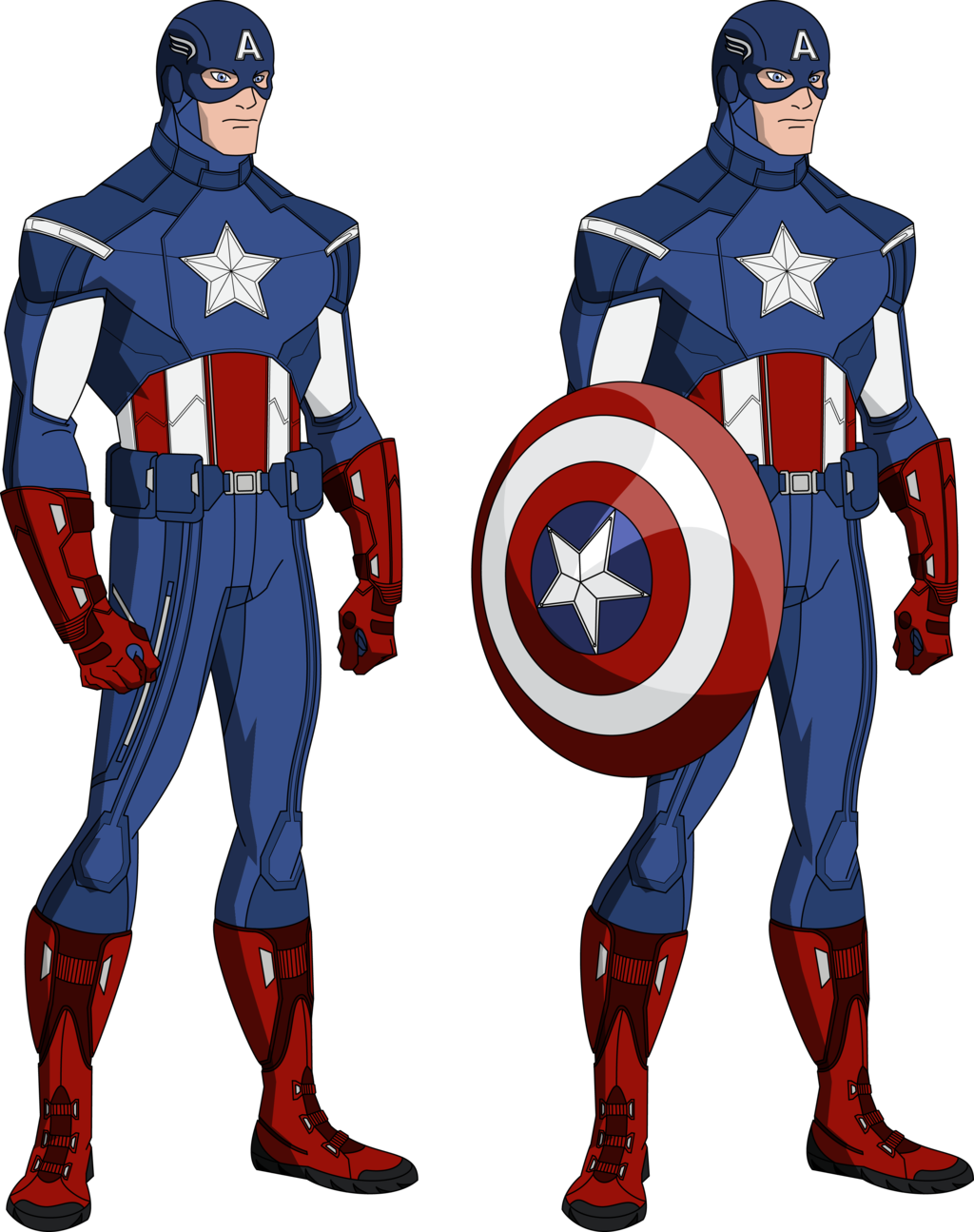 Captain America Avengers Uniform By Mad 54 - Captain America Suit Cartoon (1024x1295)