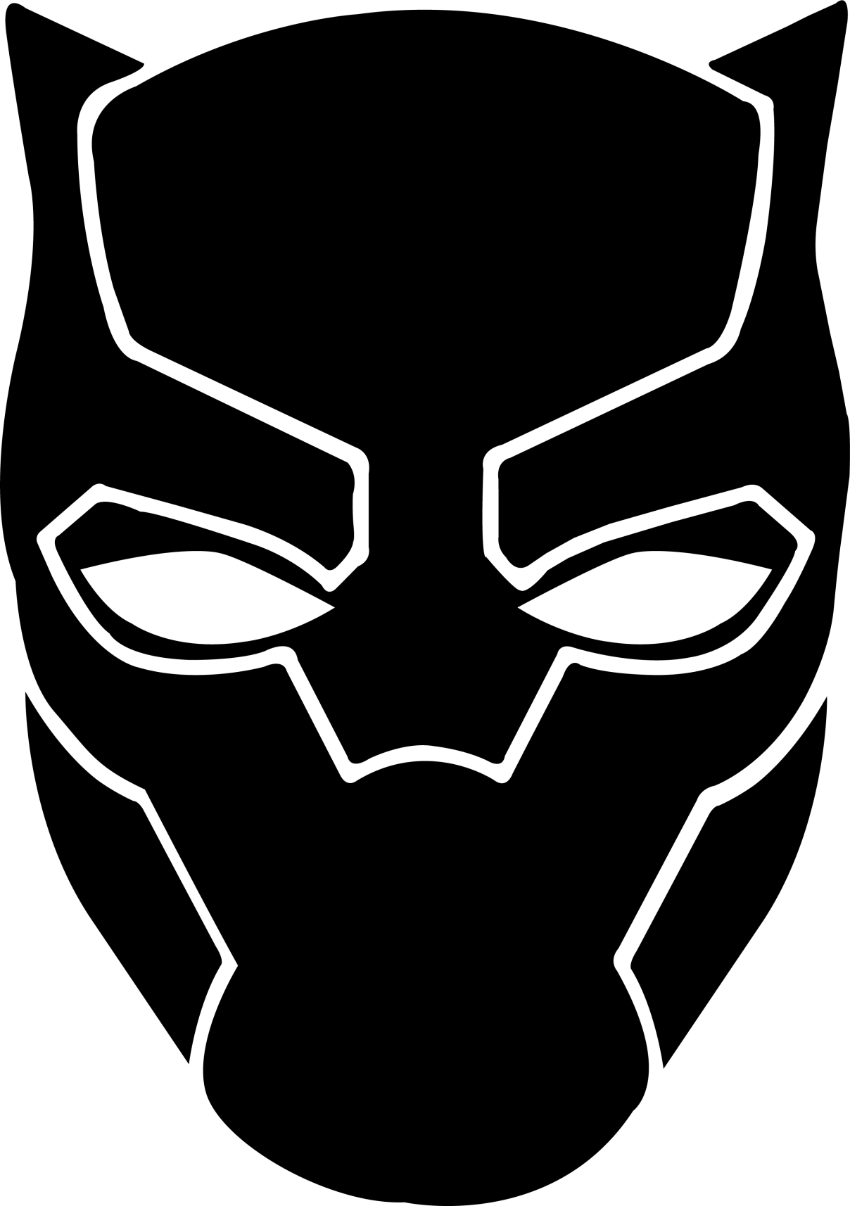 Black Panther - Black Panther Face Drawing (1208x1714)