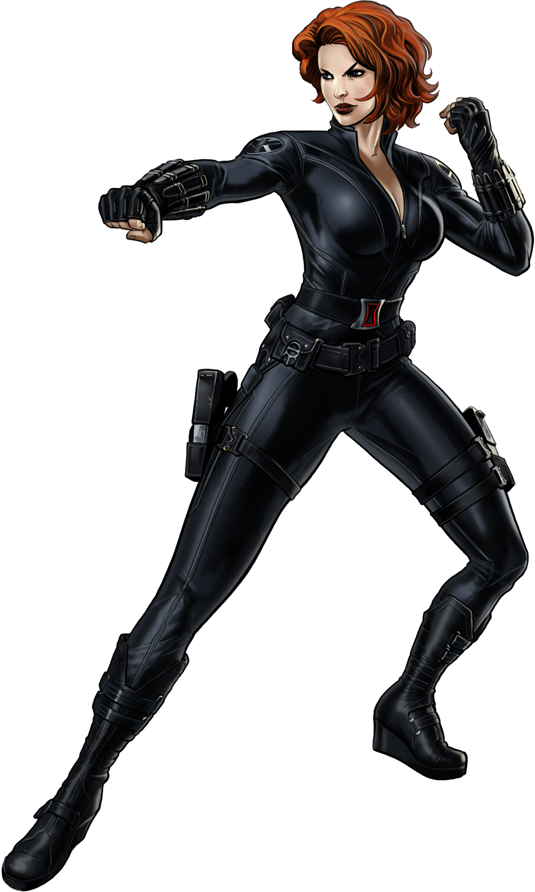 Black Widow-b Portrait Art - Black Widow Avenger Cartoon (1099x1832)