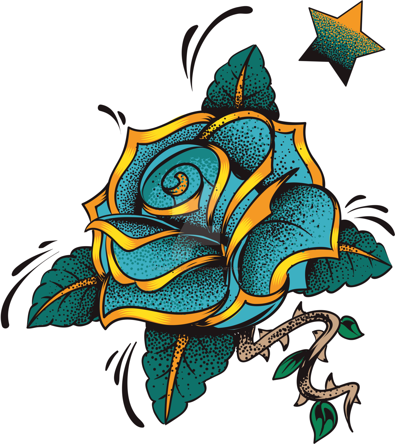 Blue Rose By Artbeautifulcloth On Deviantart - Rose Tattoo Designs Png (1280x1427)