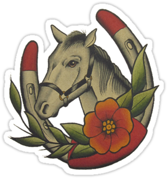 Horse And Flower Tattoo Design (375x360)
