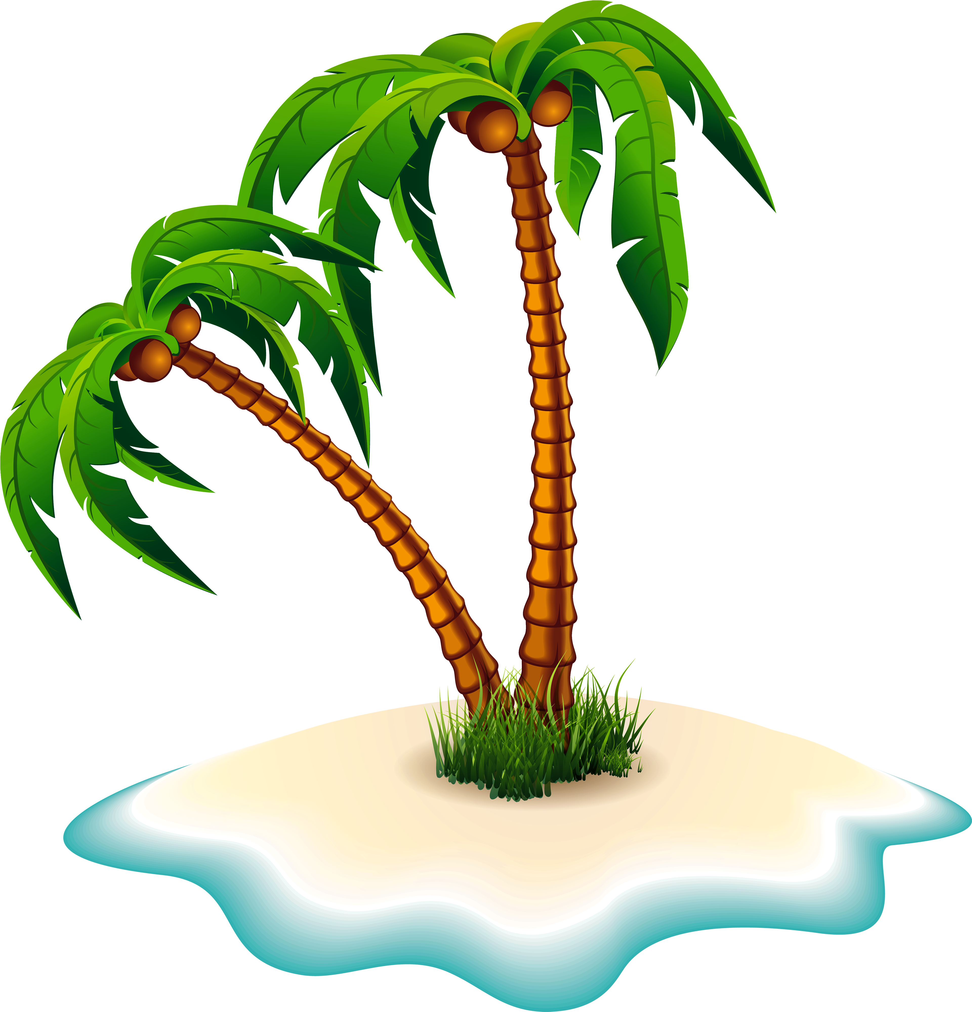 Palm Trees And Island Png Clipart Image - Palm Trees Clipart (4000x4166)