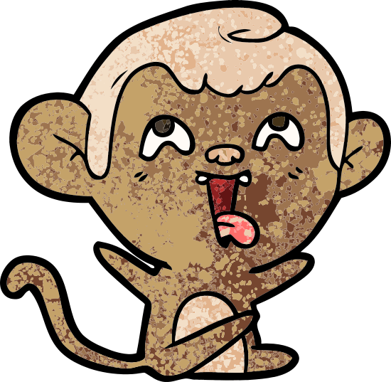 Crazy Cartoon Monkey Vector Illustration Design - Illustration (550x537)