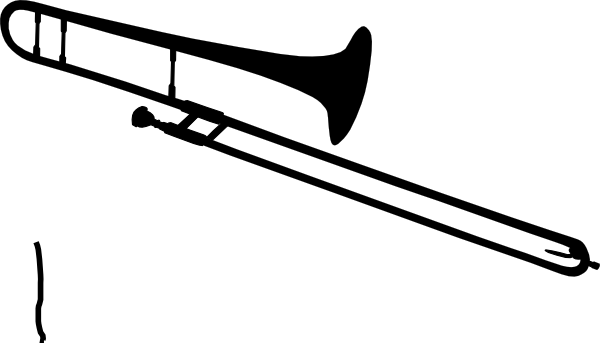 Trombone Clip Art At Clker - Trombone Black And White (600x343)