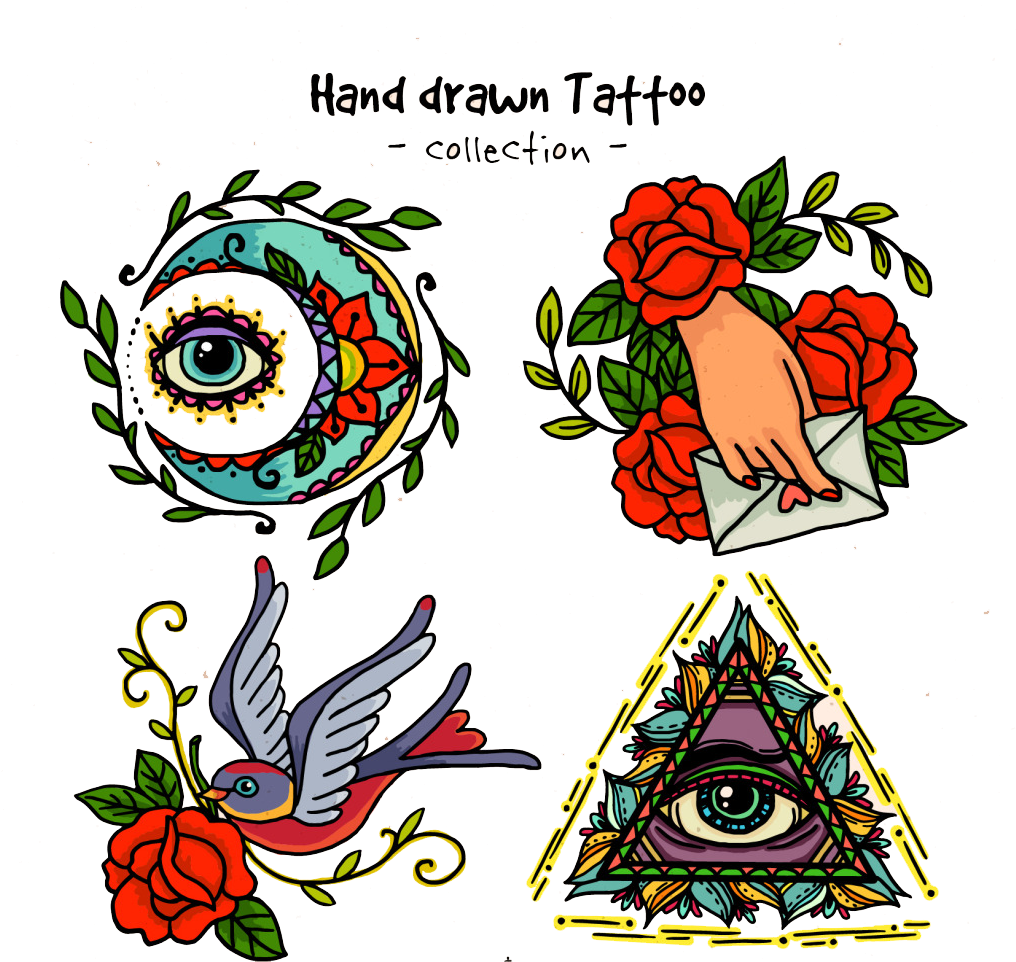 Old School Euclidean Vector Sticker Rose Tattoo - School Tattoo Png Old School (1024x961)