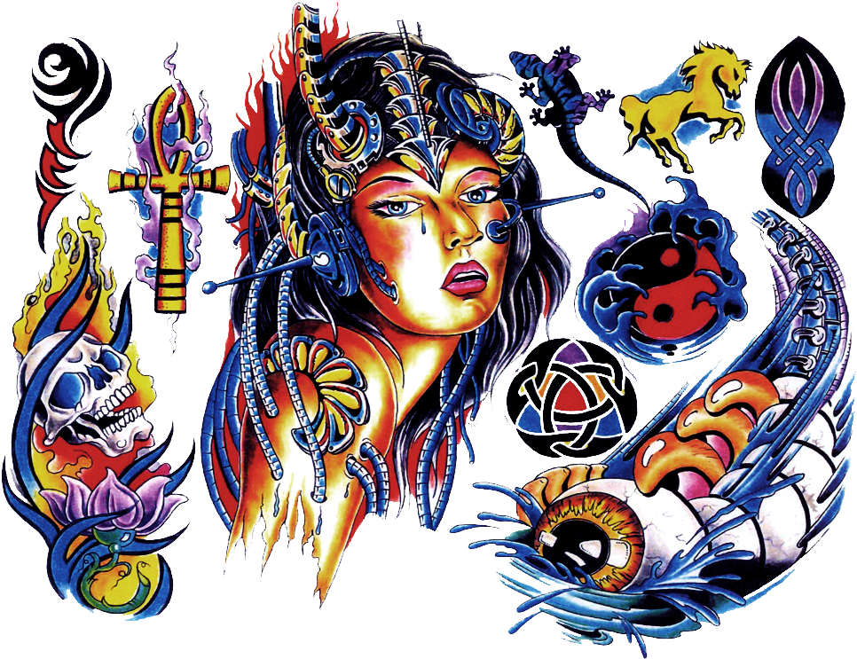 Old School Rose Tattoo Flash - Tattoos Color Png (1024x768)