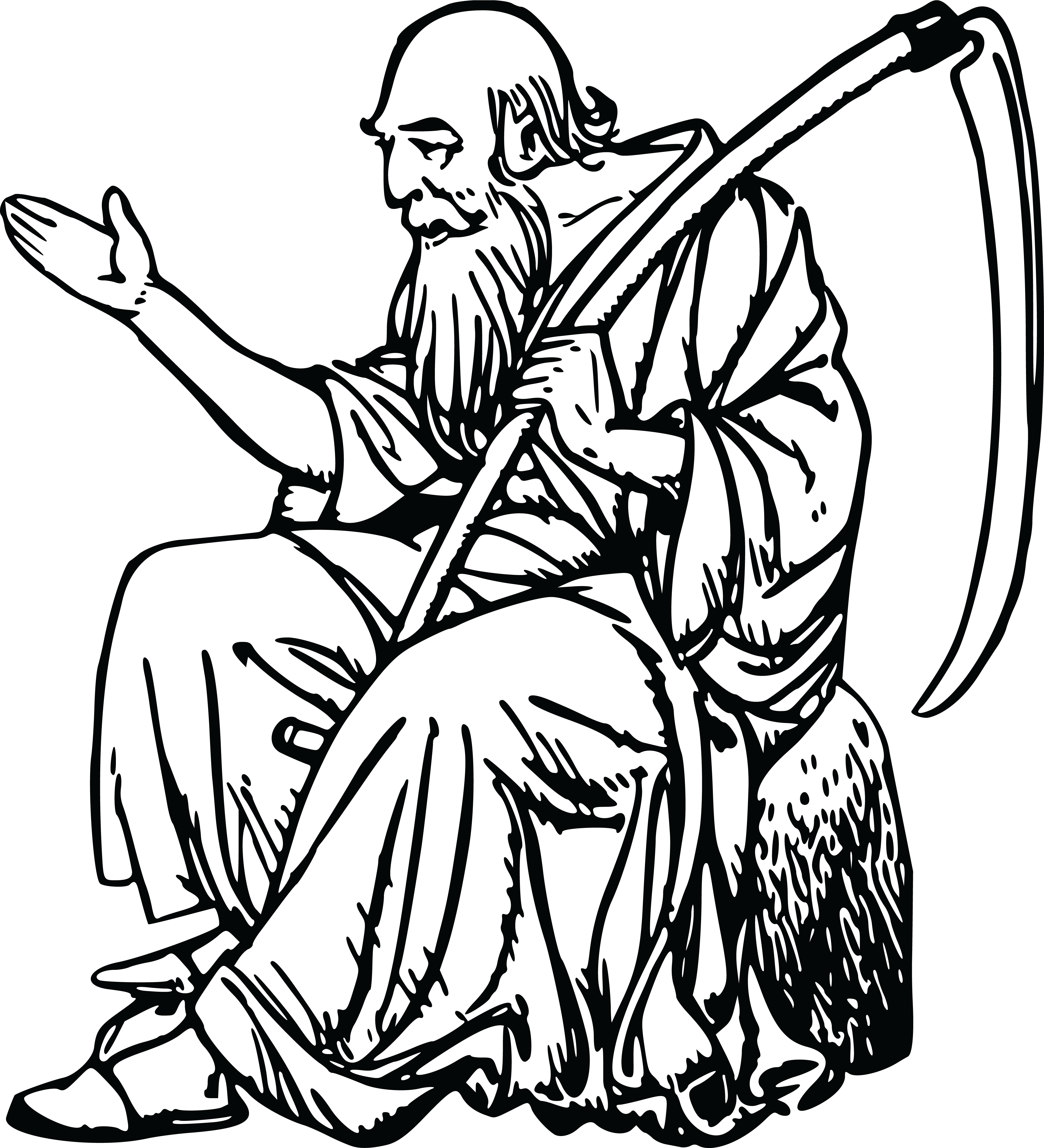 Free Clipart Of A Man Sitting With A Scythe - Old Father Time Clipart (4000x4400)