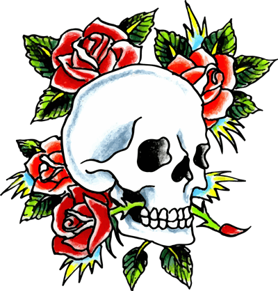 Famous Tattooist And Fashion Designer, Ed Hardy, Has - Skull And Rose Clip Art (400x418)