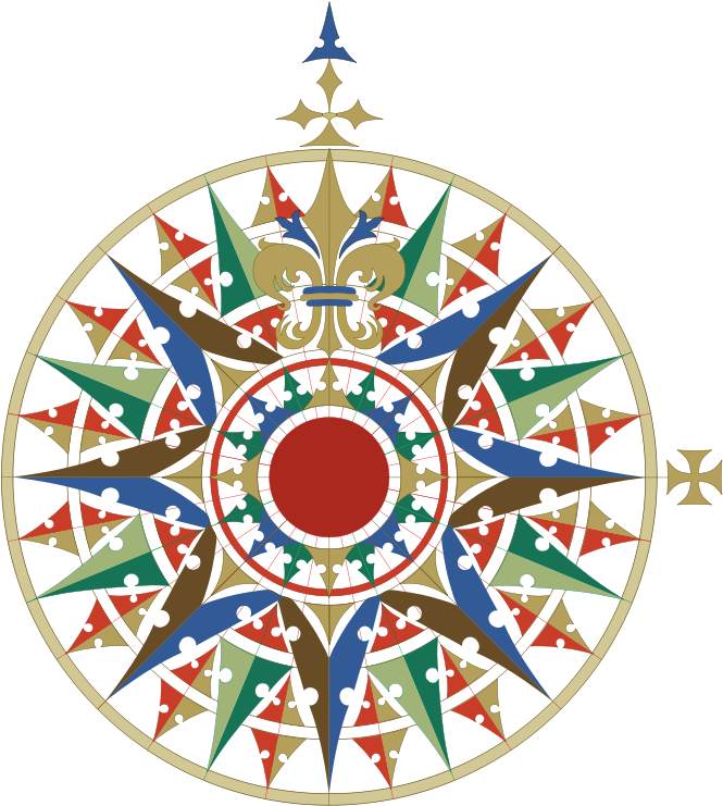 Replica Of The Main Compass Rose Of The Cantino Planisphere - Ap Kapu Corporation (695x768)