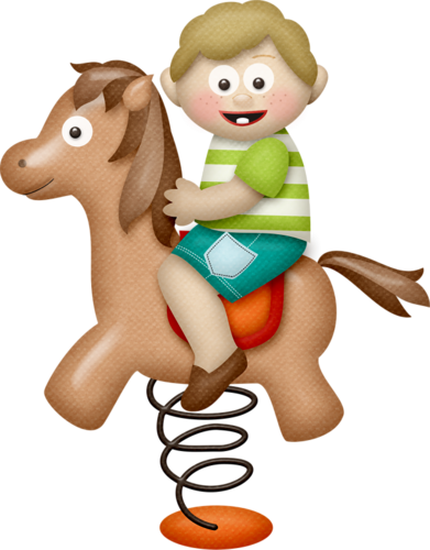 Blond Haired Boy ~ Horse - Cartoon (391x500)
