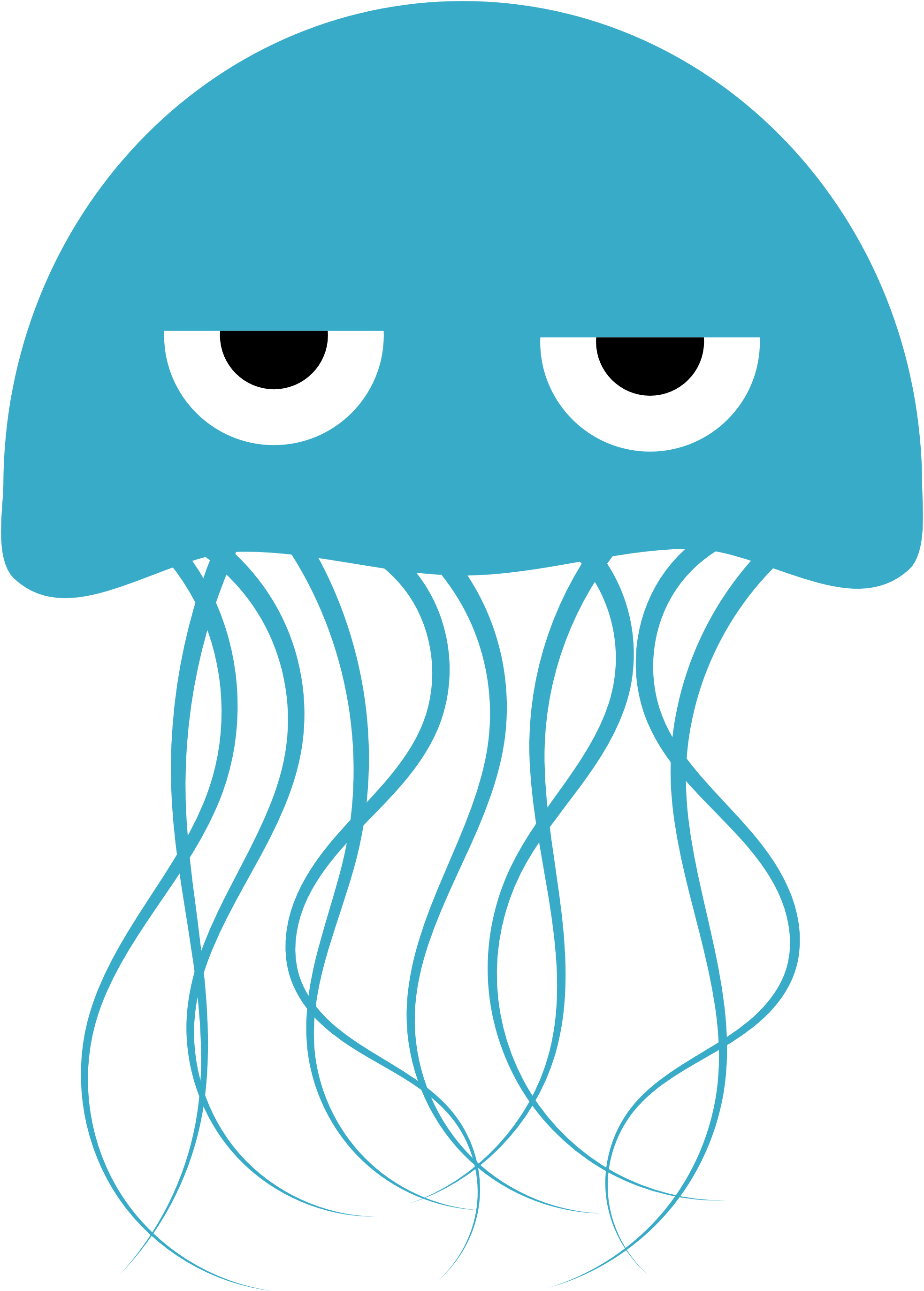 Translucent Blue Jellyfish Clipart - Jellyfish Cartoon (1969x2750)