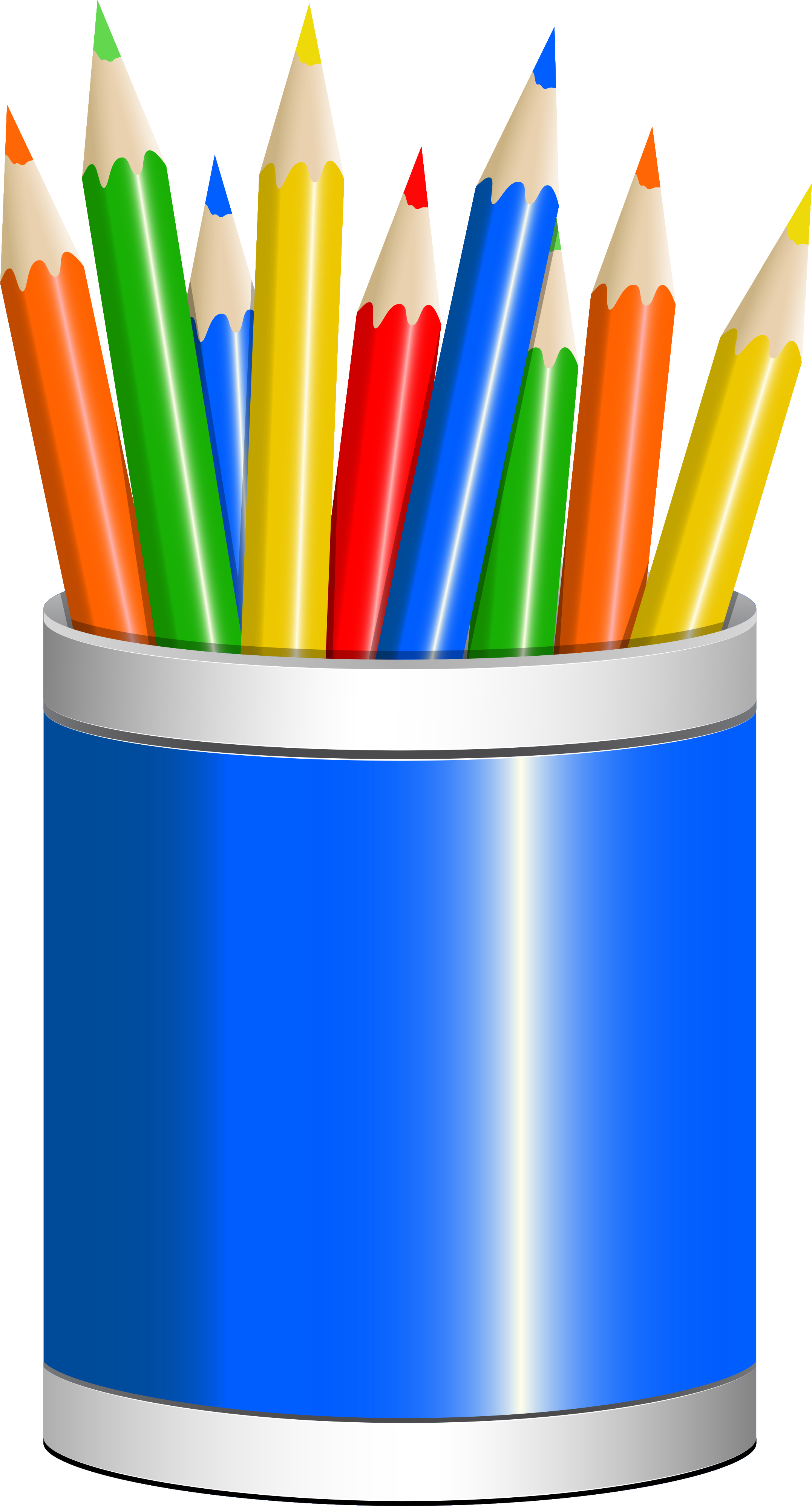Blue Pencil Cup Png Clipart Image - School Stationary Clipart Free (2364x4112)