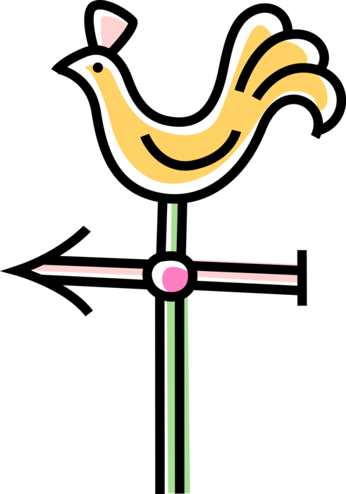Vector Illustration Of Weather Vane Or Weathercock - Vector Illustration Of Weather Vane Or Weathercock (491x700)