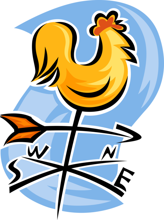 Vector Illustration Of Weather Vane Or Weathercock - Clip Art (522x700)