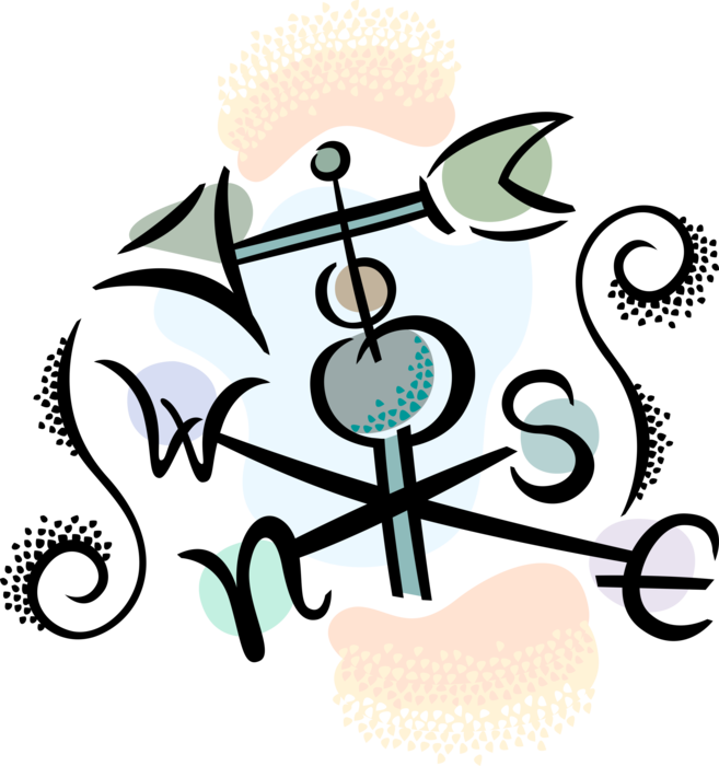 Vector Illustration Of Weather Vane Or Weathercock - Vector Illustration Of Weather Vane Or Weathercock (657x700)