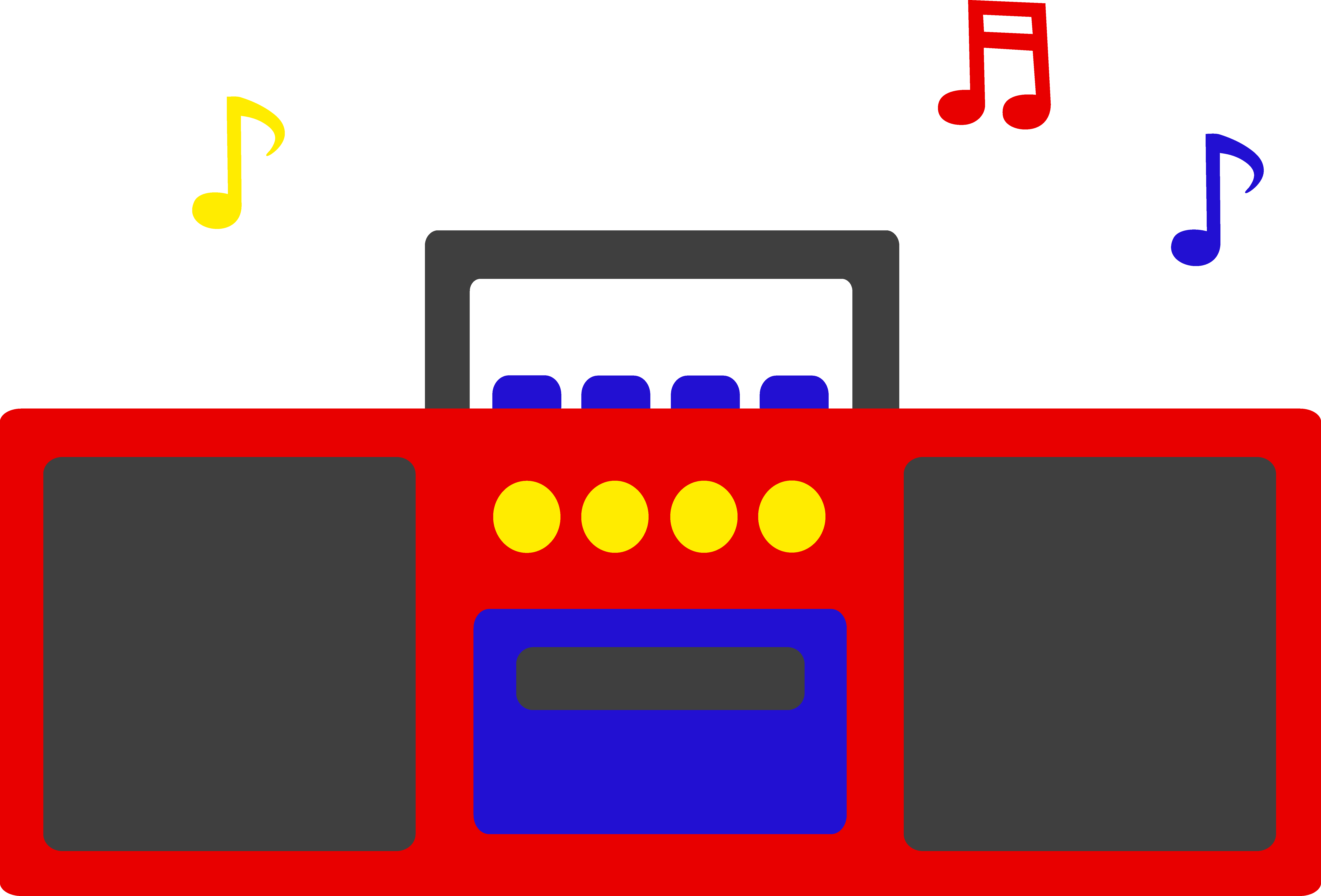 Radio Clipart Reporting - Cartoon Radio Playing Music (7408x5025)