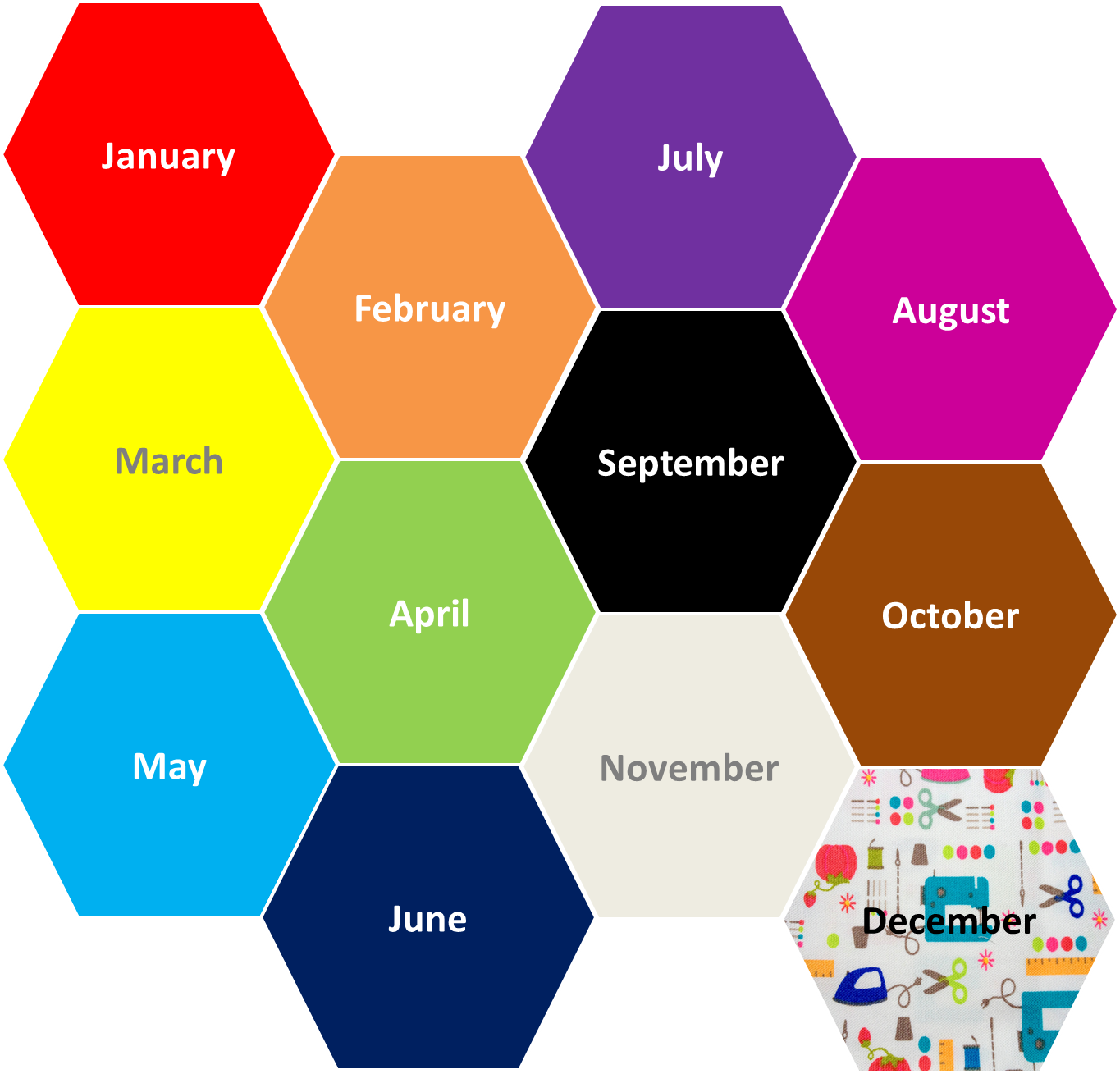 Japanese Colour Club Calendar - Colours Of The Month (1365x1309)