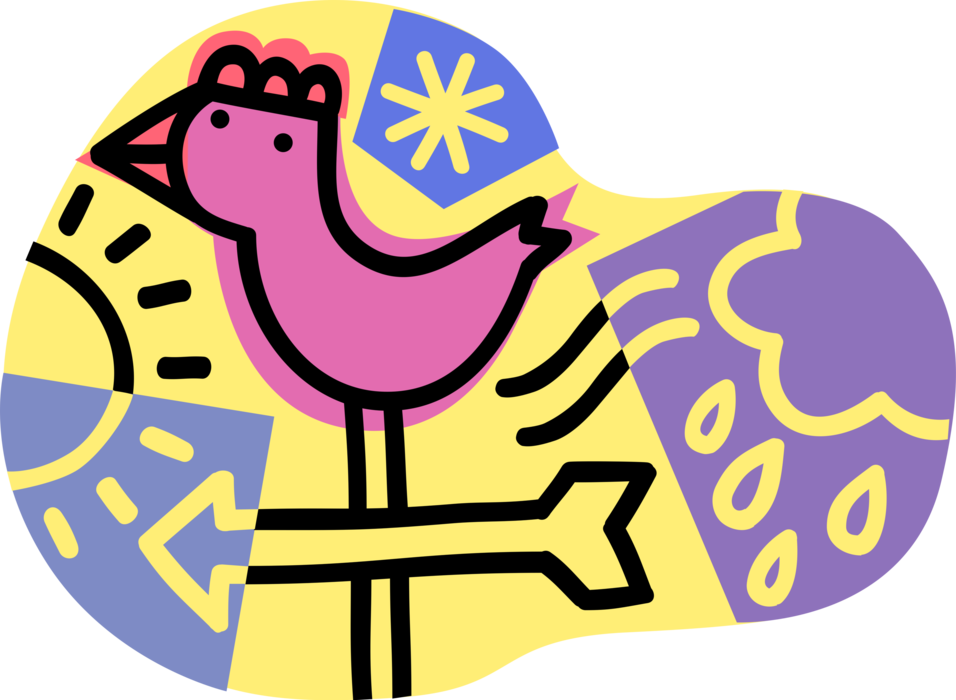 Vector Illustration Of Weather Vane Or Weathercock - Vector Illustration Of Weather Vane Or Weathercock (956x700)