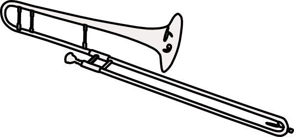 Trombone Clip Art At Clker Com Vector Clip Art Online - Trombone Black And White (600x279)