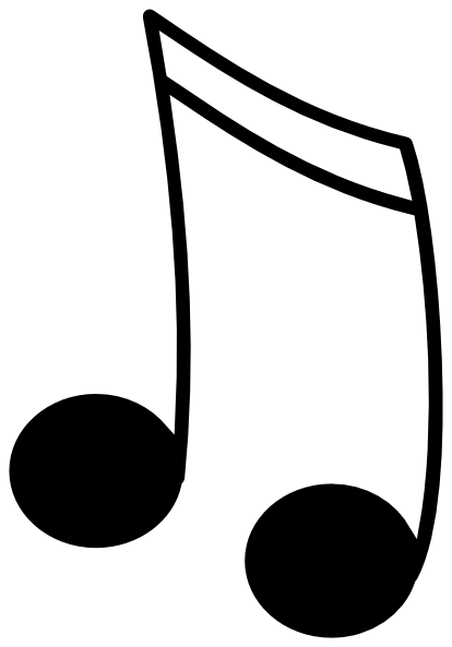 Music Notes Black And White Clipart - Black And White Notes (414x593)