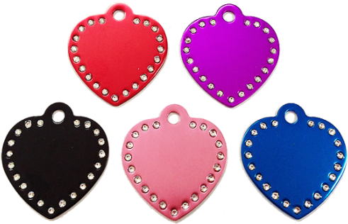 Swarovski Crystal Heart Tags - Frederick Engraving Swarovski Heart Pet Id Tag (500x323)