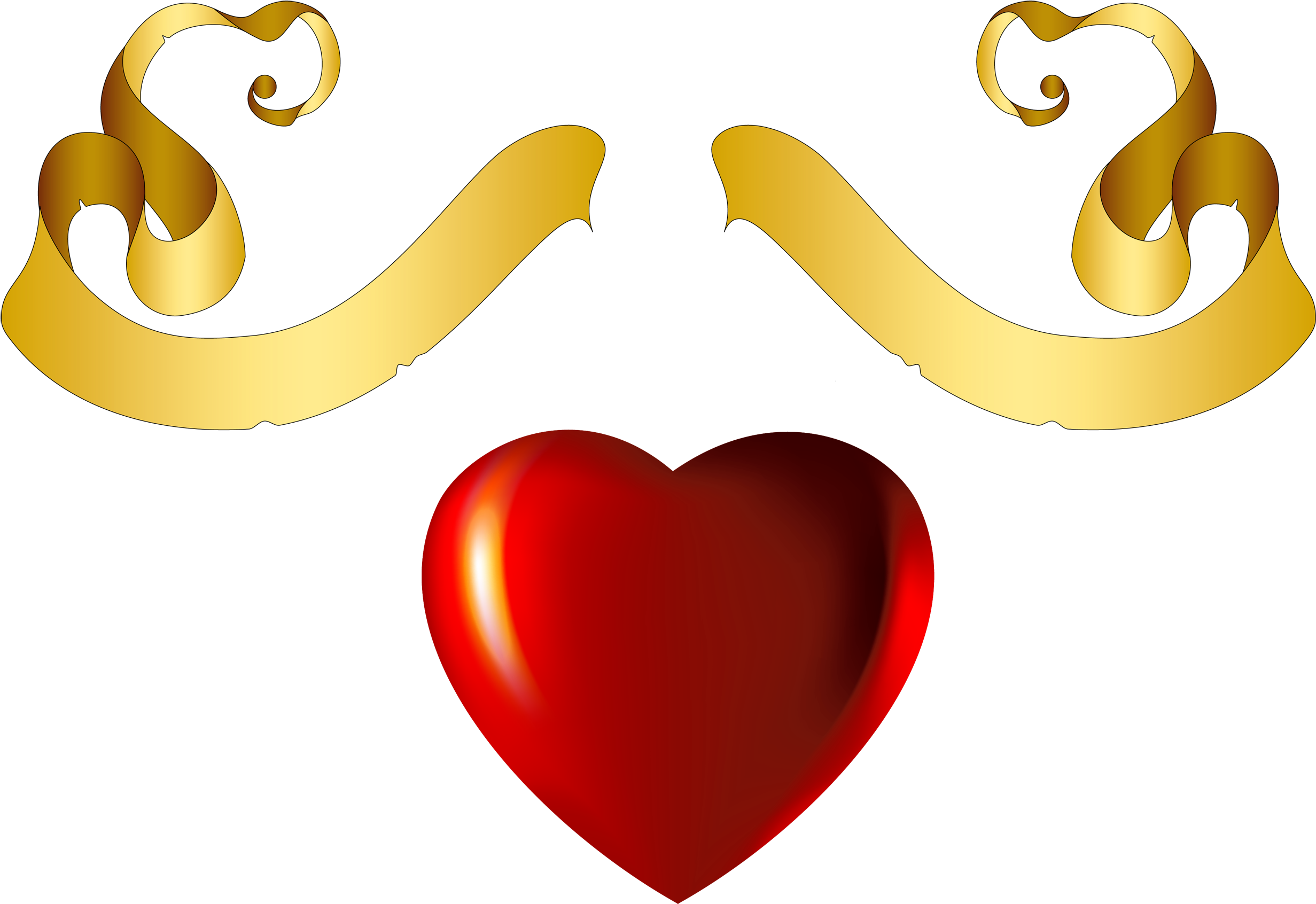 Hearts Clipart Heart Banner - Gold Heart Png (2500x1771)