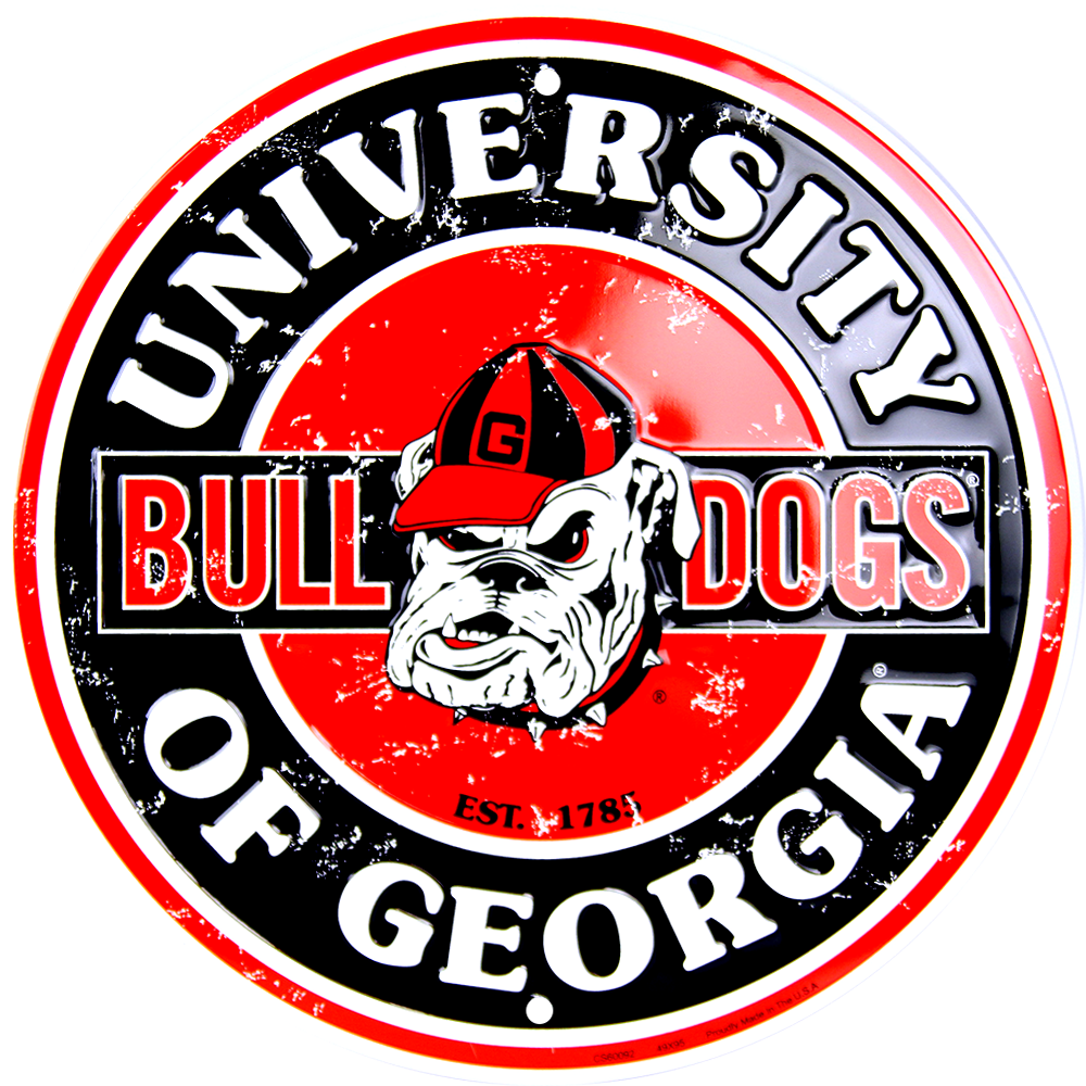 Georgia Bulldogs Circle Sign - University Of Georgia Bulldogs Decorative Wall Sign (1000x1000)