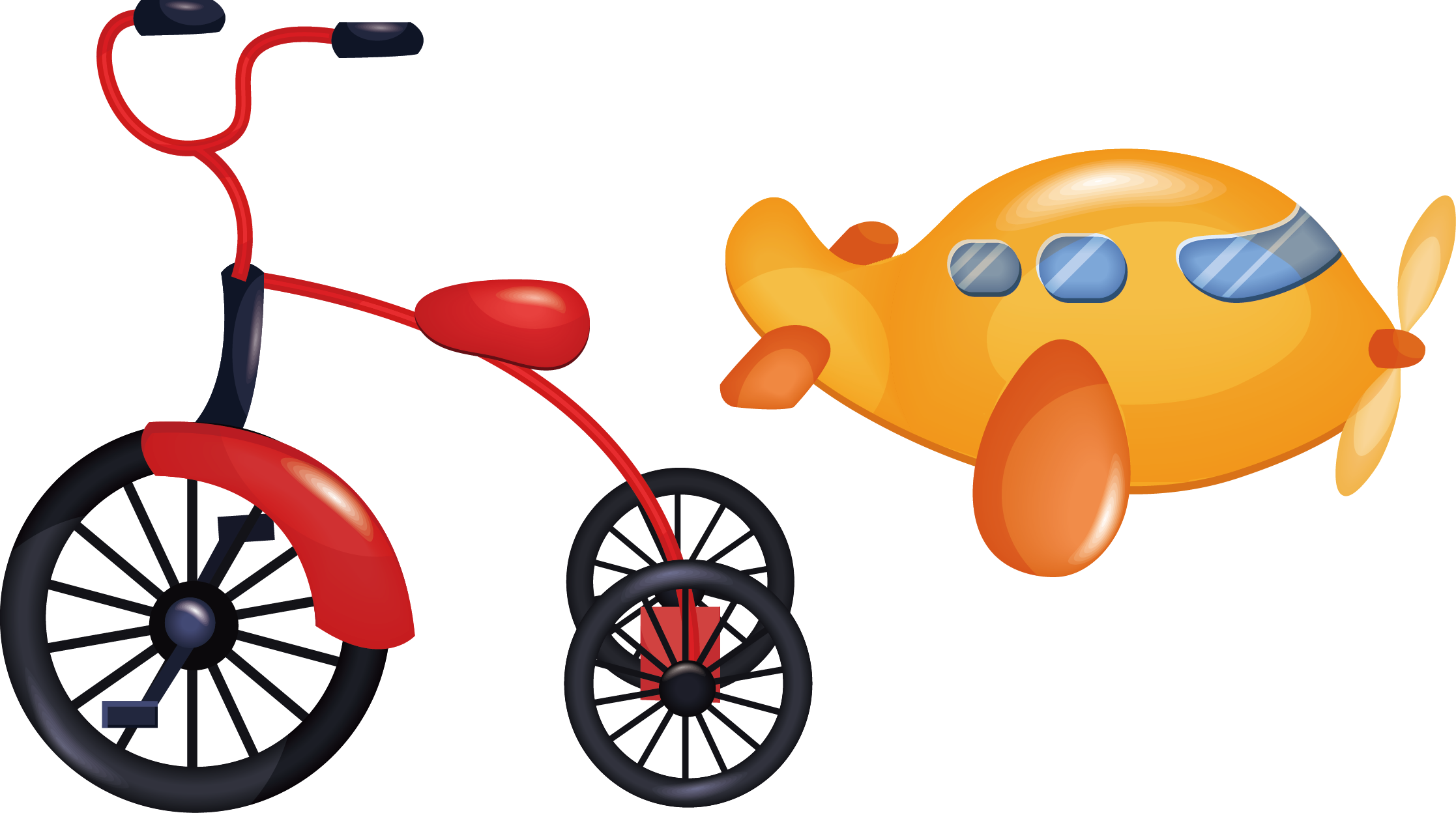 Motorized Tricycle Bicycle Clip Art - Airplane Toys Cartoon Png (2234x1248)