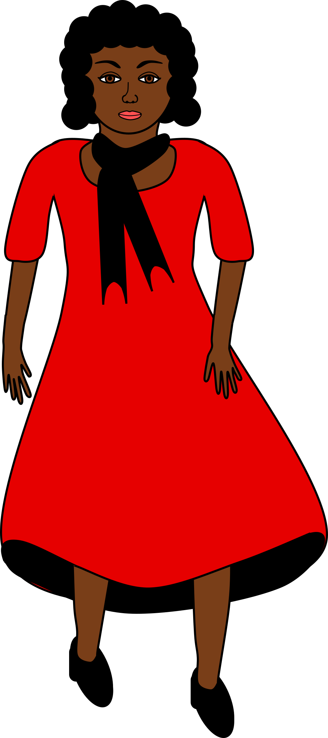 Dress In The Wind - Lady In Red Dress Clipart (1068x2400)