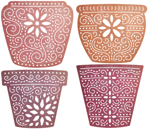Cheery Lynn Designs Flower Pots 4 Piece Die Set Cut - Cheery Lynn Designs Die Flower Pots, 1.625"x1.375" (500x500)