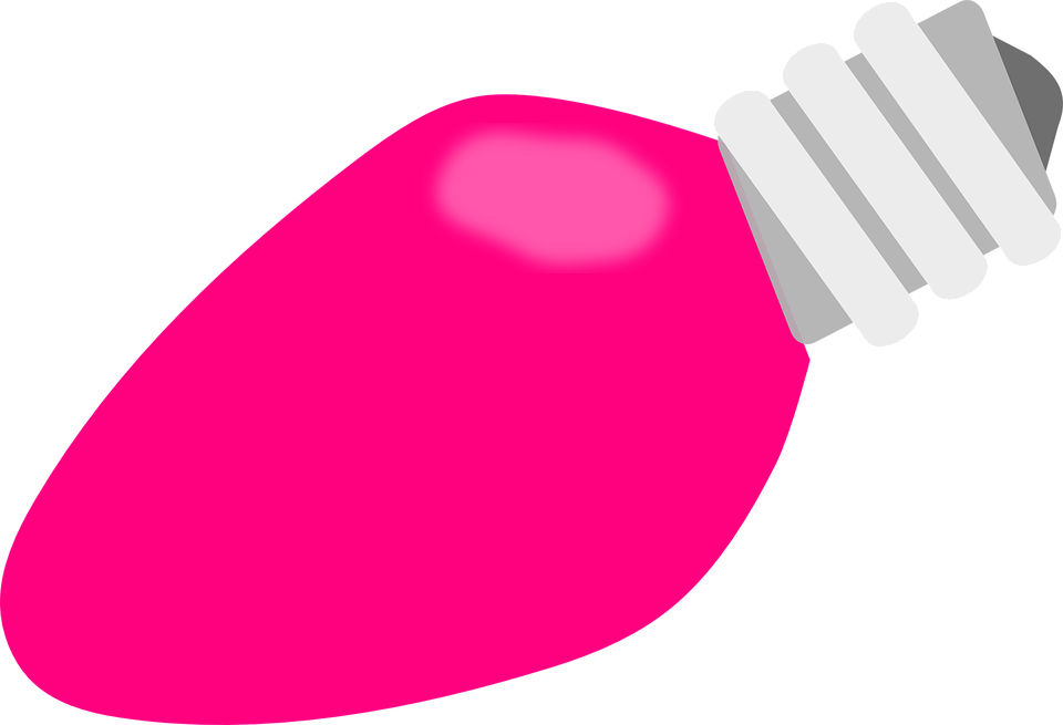 Christmas Lights Clip Art 12, - Pink Light Bulb Clip Art (960x655)