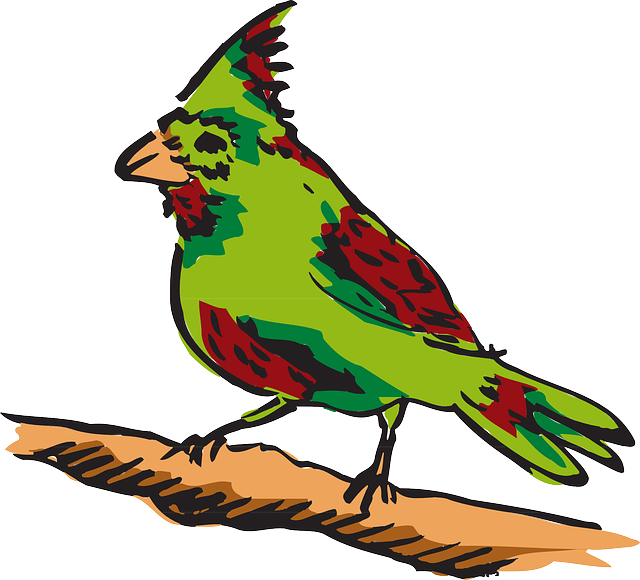 Green, Bird, Art, Animal, Feathers, And, Perched - Perched Clipart (640x580)