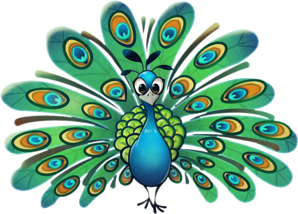 Claws Peacock Clipart - Cartoon Peacock - (1000x727) Png Clipart Download