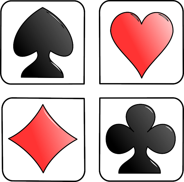 Four Cards, Heart, Symbols, Diamond, Spade, Game, Four - Deck Of Cards Suits (640x633)