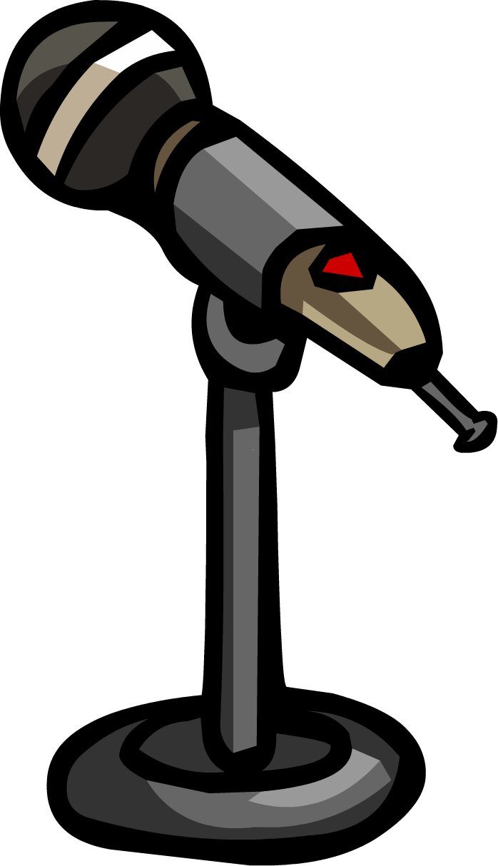 Microphone Cartoon Black And White - Club Penguin Microphone (698x1214)