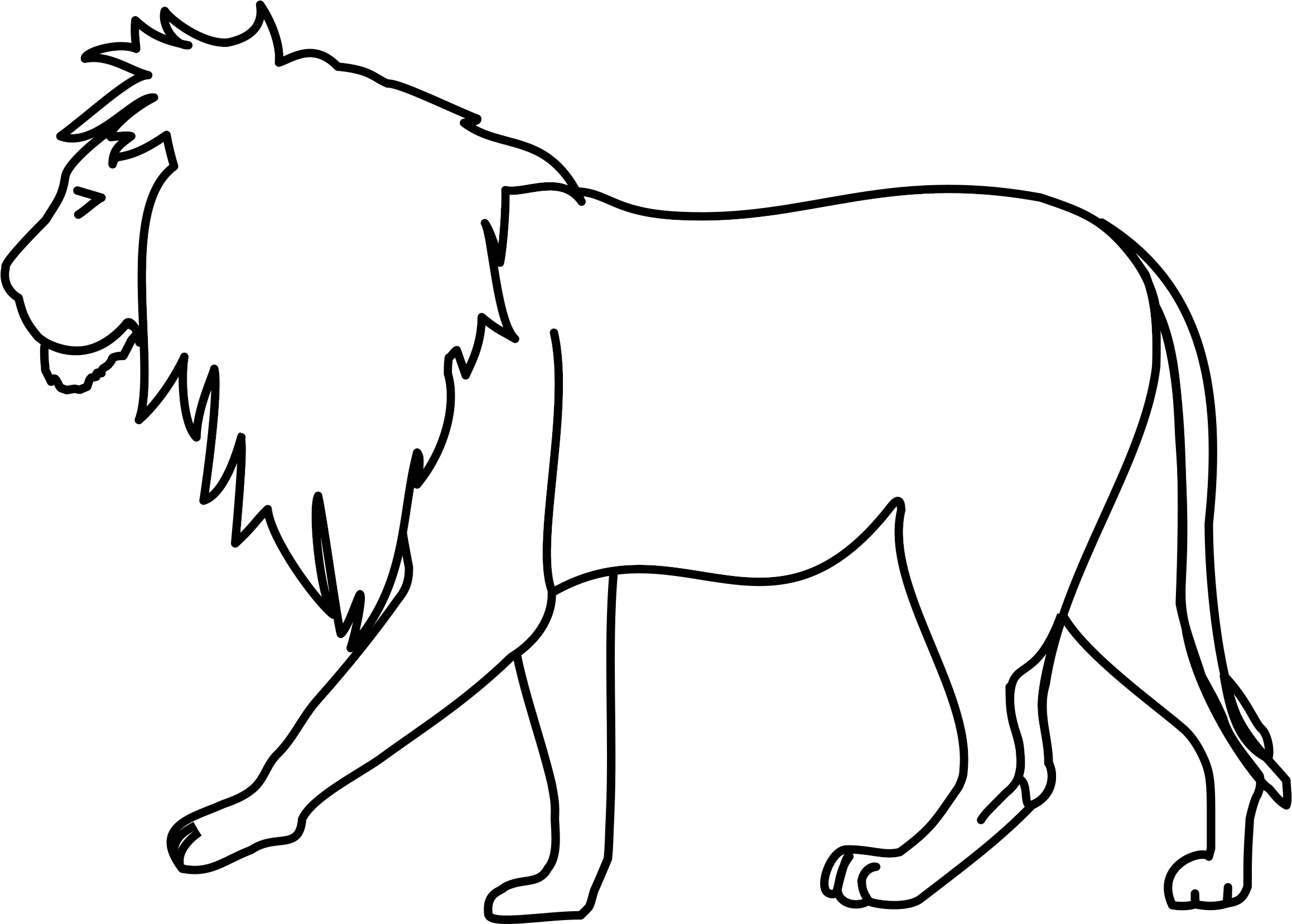Lion Line Art - Clip Art (2400x1656)